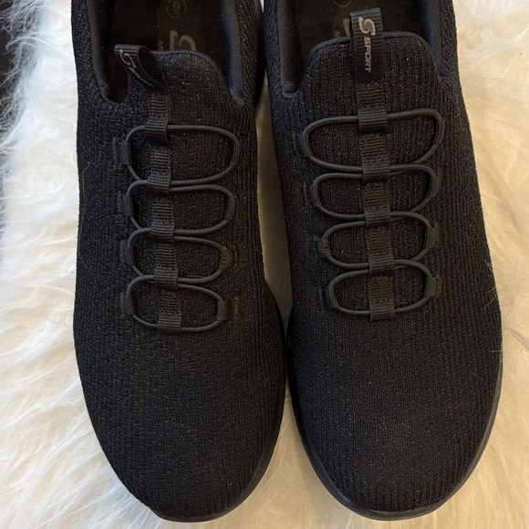 Skechers Black Shiny Knit Slip On Sport Memory Foam Sneaker 9 Very Light Weight - Picture 10 of 13